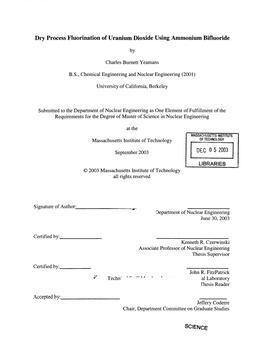 Dry Process Fluorination of Uranium Dioxide Using Ammonium Bifluoride LIBRARIES SCIENCE