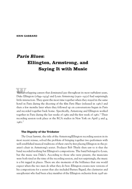 Paris Blues: Ellington, Armstrong, and Saying It with Music