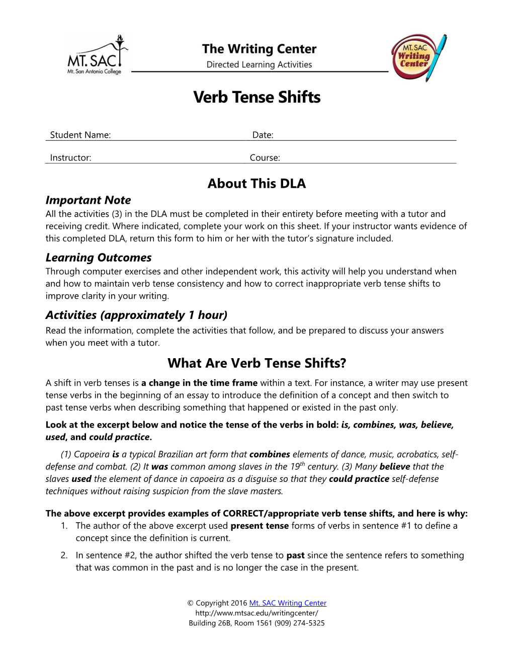 Verb Tense Shifts