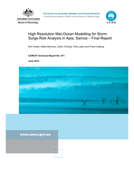 High Resolution Met-Ocean Modelling for Storm Surge Risk Analysis in Apia, Samoa – Final Report