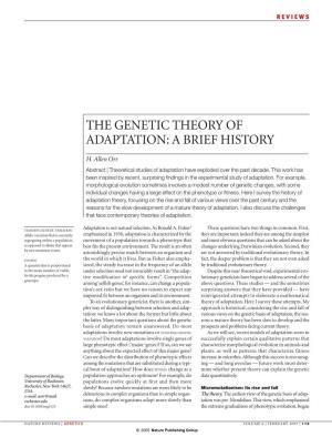 The Genetic Theory of Adaptation: a Brief History