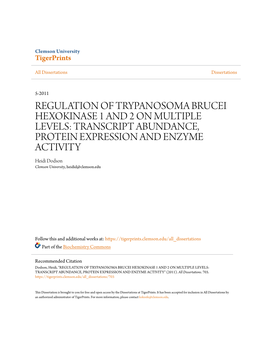 Regulation of Trypanosoma Brucei