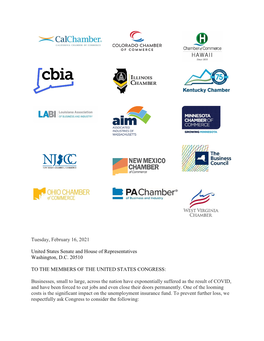 Coalition Letter to Congress Re: COVID Impact On