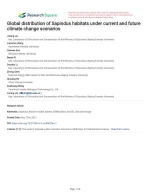 Global Distribution of Sapindus Habitats Under Current and Future Climate Change Scenarios