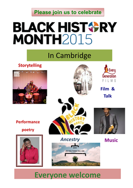 Everyone Welcome Please Join Us to Celebrate Black History Month 2015