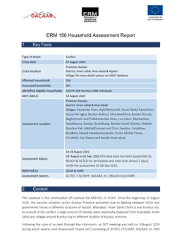 ERM 156 Household Assessment Report