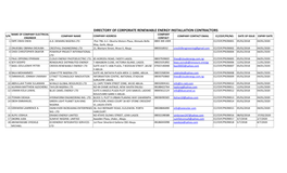 Directory of Corporate Renewable Energy Installation Contractors