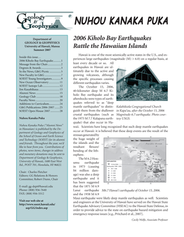 2006 Kiholo Bay Earthquakes Rattle the Hawaiian Islands