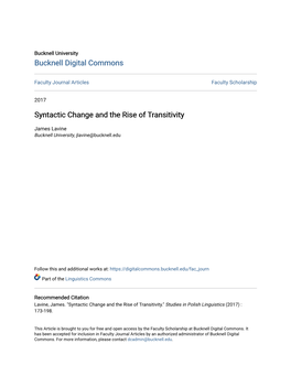 Syntactic Change and the Rise of Transitivity