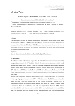 Original Paper White Paper—Satellite Radio