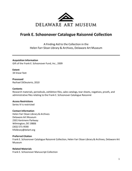 Schoonover, Frank E. Catalogue Raisonné Collection
