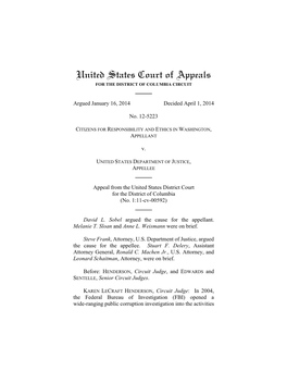 United States Court of Appeals for the DISTRICT of COLUMBIA CIRCUIT