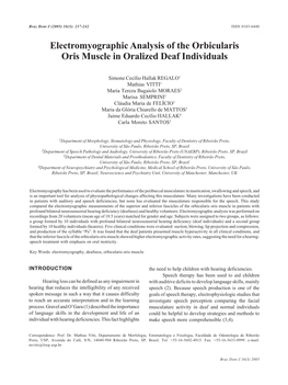 Electromyographic Analysis of the Orbicularis Oris Muscle in Oralized Deaf Individuals