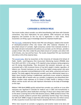 Cannabis & Human Milk
