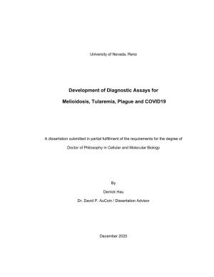 Development of Diagnostic Assays for Melioidosis, Tularemia, Plague And