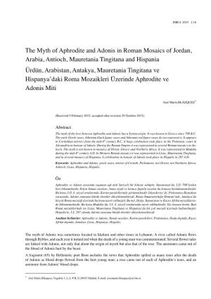 The Myth of Aphrodite and Adonis in Roman Mosaics of Jordan, Arabia