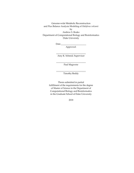 Genome-Wide Metabolic Reconstruction and Flux Balance Analysis Modeling of Haloferax Volcanii by Andrew S