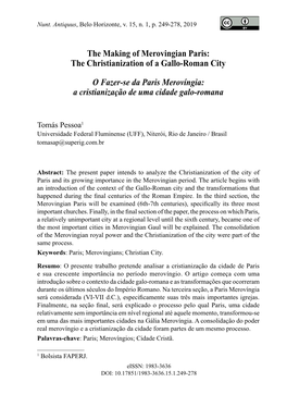 The Making of Merovingian Paris: the Christianization of a Gallo-Roman City