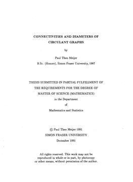 Connectivities and Diameters of Circulant Graphs