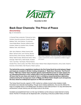 Back Door Channels: the Price of Peace (Documentary) by JAY WEISSBERG