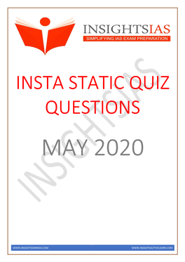 INSTA May 2020 Static Quiz Questions