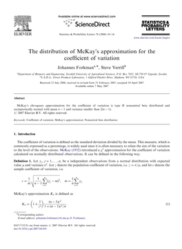 "The Distribution of Mckay's Approximation for the Coefficient Of