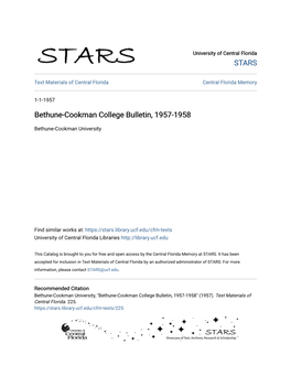Bethune-Cookman College Bulletin, 1957-1958
