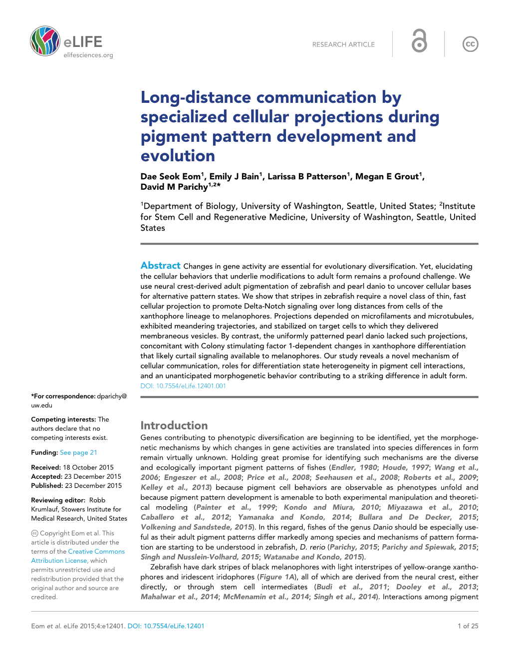 Long-Distance Communication by Specialized Cellular Projections
