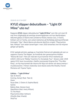 KYLE Släpper Debutalbum – ”Light of Mine” Ute Nu!