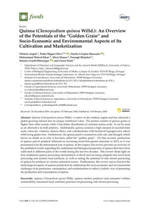 (Chenopodium Quinoa Willd.): an Overview of the Potentials of the “Golden Grain” and Socio-Economic and Environmental Aspects of Its Cultivation and Marketization