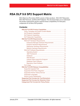 RSA DLP Support Matrix