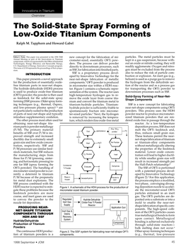 The Solid-State Spray Forming of Low-Oxide Titanium Components
