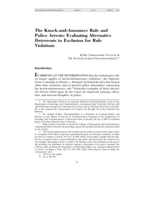 The Knock-And-Announce Rule and Police Arrests: Evaluating Alternative Deterrents to Exclusion for Rule Violations