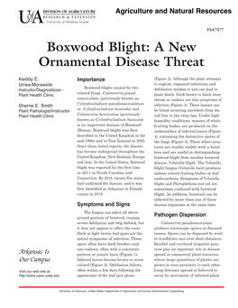 Boxwood Blight: a New Ornamental Disease Threat