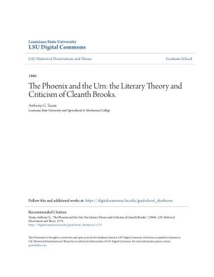 The Literary Theory and Criticism of Cleanth Brooks. Anthony G