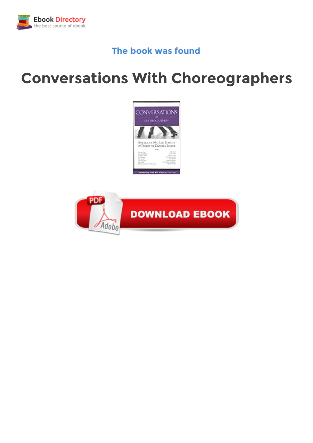 Ebook Free Conversations with Choreographers