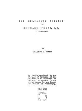 By Beauford A. Norris a Thesis Submitted to the Faculty of Divinity
