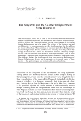 The Nonjurors and the Counter Enlightenment: Some Illustration