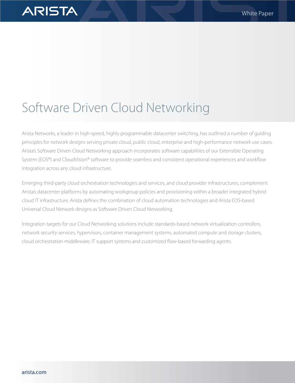Software Driven Cloud Networking