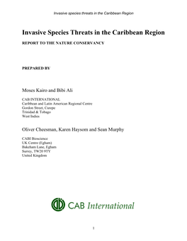Invasive Species Threats in the Caribbean Region