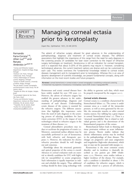 Managing Corneal Ectasia Prior to Keratoplasty