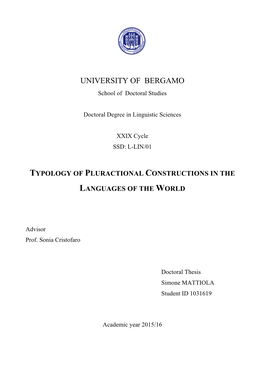 UNIVERSITY of BERGAMO School of Doctoral Studies