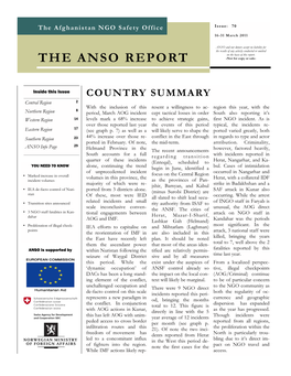 The ANSO Report (16-31 March 2011)