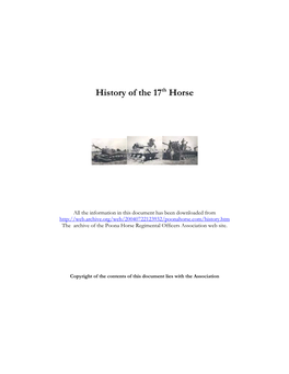 History of the 17Th Horse