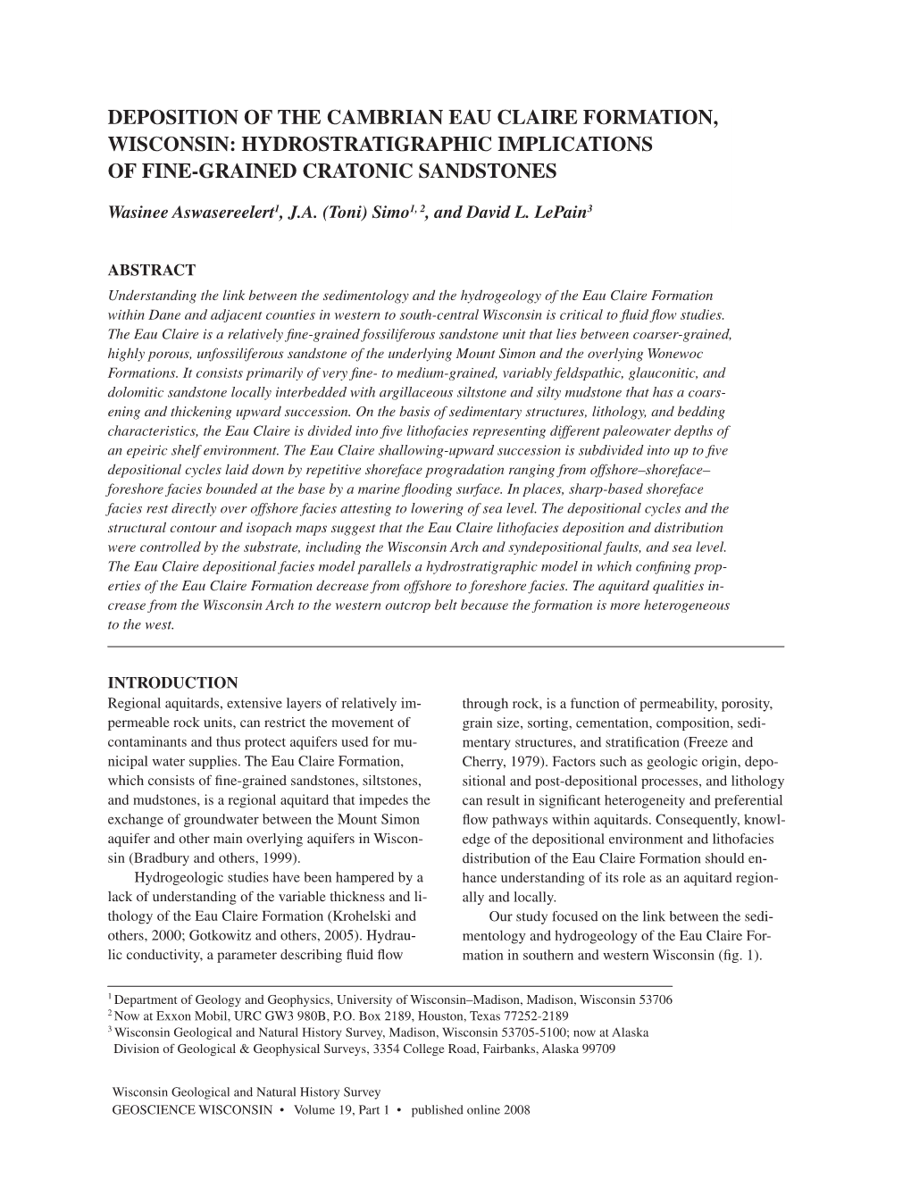 Deposition of the Cambrian Eau Claire Formation, Wisconsin: Hydrostratigraphic Implications of Fine-Grained Cratonic Sandstones