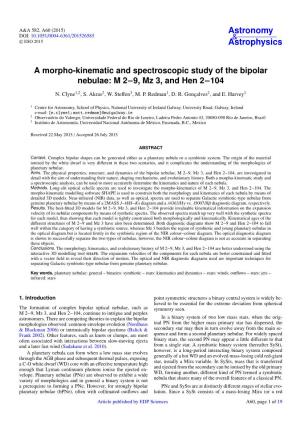 A Morpho-Kinematic and Spectroscopic Study of the Bipolar Nebulae: M 2−9, Mz 3, and Hen 2−104