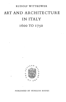 Art and Architecture in Italy 1600 to 1750