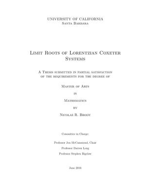 Limit Roots of Lorentzian Coxeter Systems