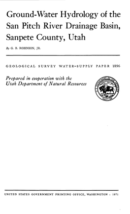 Ground-Water Hydrology of the San Pitch River Drainage Basin, Sanpete County, Utah