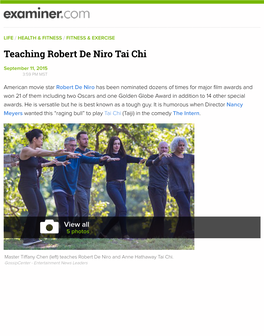 Teaching Robert De Niro Tai Chi | Examiner.Com
